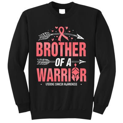 Uterine Cancer Awareness Brother Of A Warrior Peach Ribbon Sweatshirt