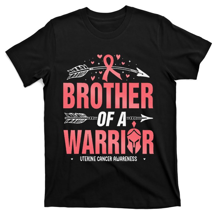 Uterine Cancer Awareness Brother Of A Warrior Peach Ribbon T-Shirt