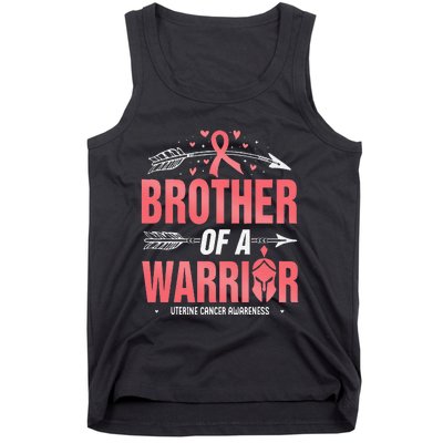 Uterine Cancer Awareness Brother Of A Warrior Peach Ribbon Tank Top