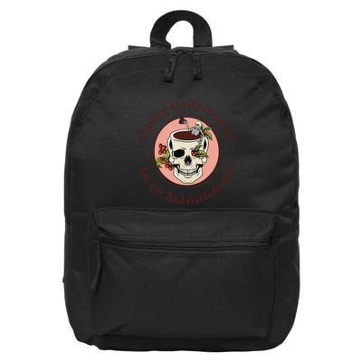 Under Caffeinated And Over Stimulated Coffee Skeleton Skull 16 in Basic Backpack
