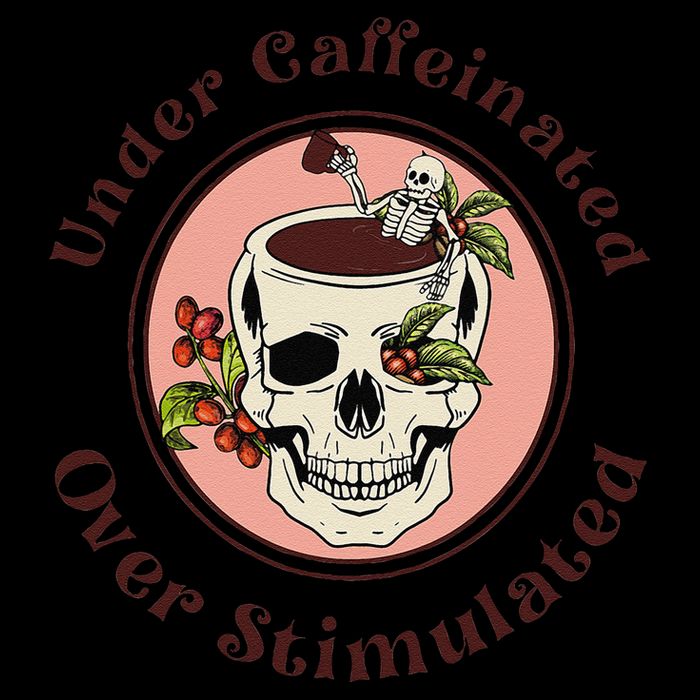Under Caffeinated And Over Stimulated Coffee Skeleton Skull 16 in Basic Backpack