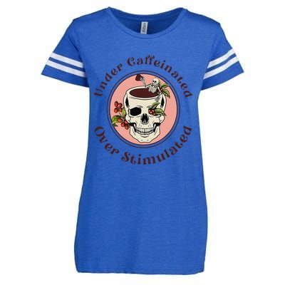 Under Caffeinated And Over Stimulated Coffee Skeleton Skull Enza Ladies Jersey Football T-Shirt