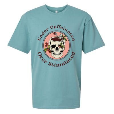 Under Caffeinated And Over Stimulated Coffee Skeleton Skull Sueded Cloud Jersey T-Shirt