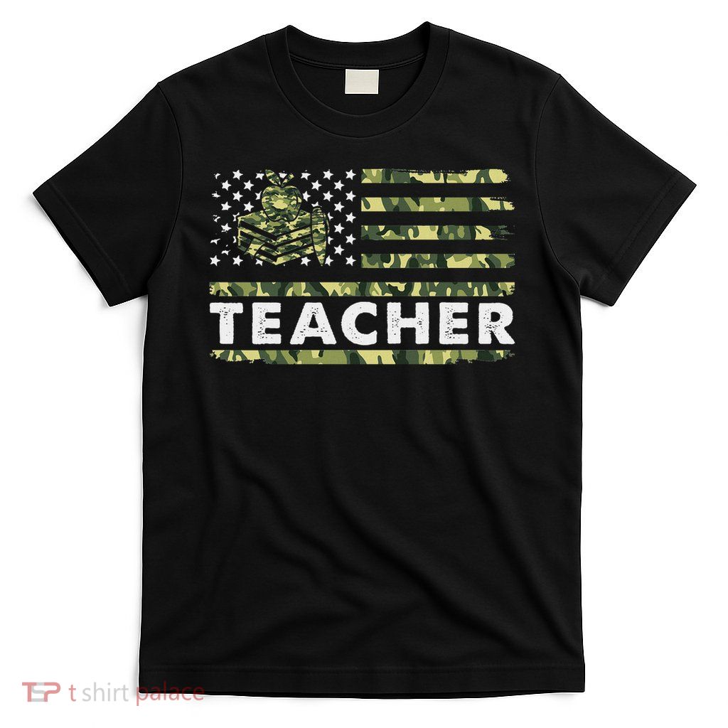 Usa Camouflage American Flag Teacher Patriotic 4th Of July T-Shirt