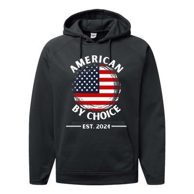 Us Citizenship American By Choice Est 2024 Usa Flag Performance Fleece Hoodie