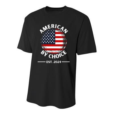 Us Citizenship American By Choice Est 2024 Usa Flag Youth Performance Sprint T-Shirt