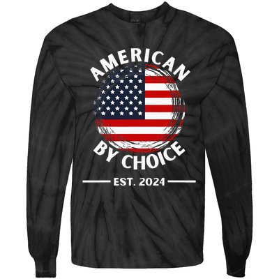 Us Citizenship American By Choice Est 2024 Usa Flag Tie-Dye Long Sleeve Shirt