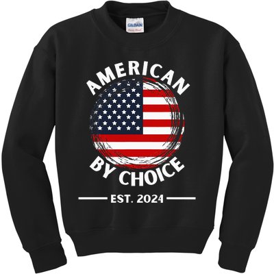 Us Citizenship American By Choice Est 2024 Usa Flag Kids Sweatshirt