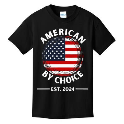 Us Citizenship American By Choice Est 2024 Usa Flag Kids T-Shirt