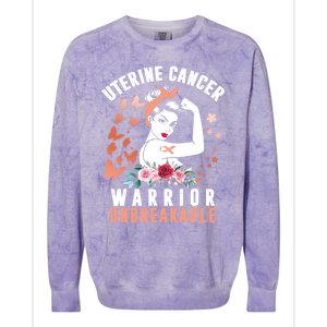 Uterine Cancer Awareness Warrior Unbreakable Strong Pe Gift Colorblast Crewneck Sweatshirt