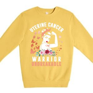 Uterine Cancer Awareness Warrior Unbreakable Strong Pe Gift Premium Crewneck Sweatshirt