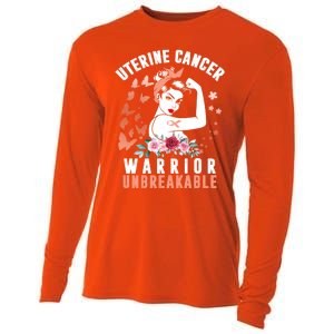 Uterine Cancer Awareness Warrior Unbreakable Strong Pe Gift Cooling Performance Long Sleeve Crew