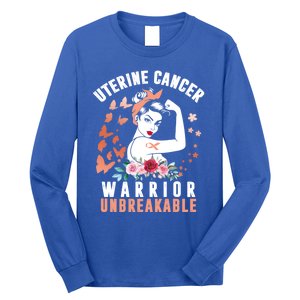 Uterine Cancer Awareness Warrior Unbreakable Strong Pe Gift Long Sleeve Shirt