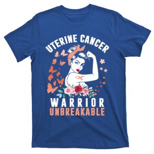 Uterine Cancer Awareness Warrior Unbreakable Strong Pe Gift T-Shirt