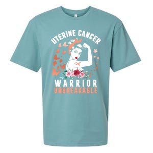 Uterine Cancer Awareness Warrior Unbreakable Strong Pe Gift Sueded Cloud Jersey T-Shirt