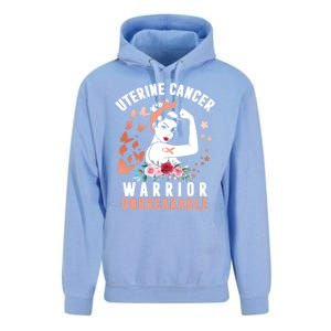 Uterine Cancer Awareness Warrior Unbreakable Strong Pe Gift Unisex Surf Hoodie