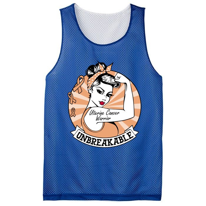 Uterine Cancer Awareness Uterine Cancer Warrior Unbreakable Meaningful Gift Mesh Reversible Basketball Jersey Tank