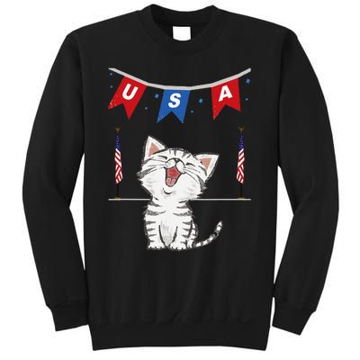 USA Cat American Flag Sweatshirt