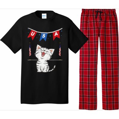 USA Cat American Flag Pajama Set