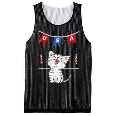 USA Cat American Flag Mesh Reversible Basketball Jersey Tank