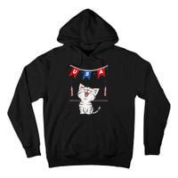 USA Cat American Flag Tall Hoodie