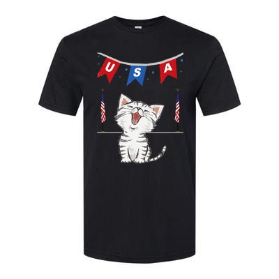 USA Cat American Flag Softstyle CVC T-Shirt