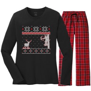 Ugly Christmas Amazing Cute Funny Gift Duck Hunter Deer Hunting Women's Long Sleeve Flannel Pajama Set 