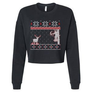 Ugly Christmas Amazing Cute Funny Gift Duck Hunter Deer Hunting Cropped Pullover Crew