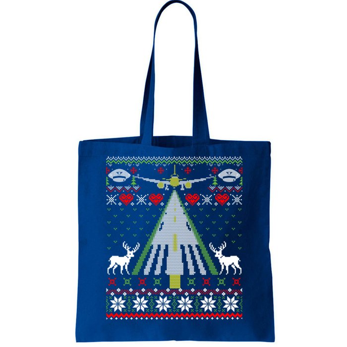 Ugly Christmas Airplane Pilot Santa New Year Aviation Funny Gift Tote Bag