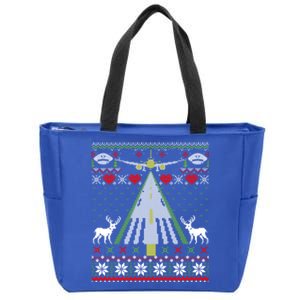 Ugly Christmas Airplane Pilot Santa New Year Aviation Funny Gift Zip Tote Bag