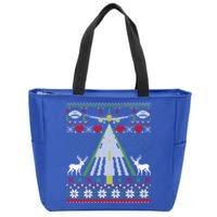 Ugly Christmas Airplane Pilot Santa New Year Aviation Funny Gift Zip Tote Bag