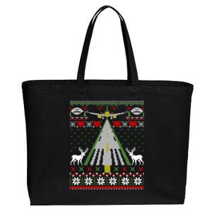 Ugly Christmas Airplane Pilot Santa New Year Aviation Funny Gift Cotton Canvas Jumbo Tote