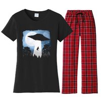 Ufo Cow Abduction Funny Sci Fi Alien Space Women's Flannel Pajama Set