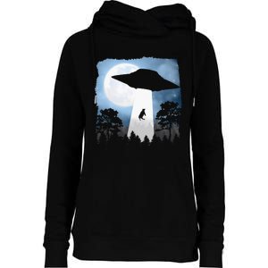 Ufo Cow Abduction Funny Sci Fi Alien Space Womens Funnel Neck Pullover Hood