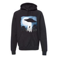 Ufo Cow Abduction Funny Sci Fi Alien Space Premium Hoodie