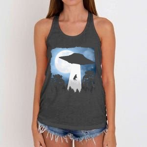 Ufo Cow Abduction Funny Sci Fi Alien Space Women's Knotted Racerback Tank