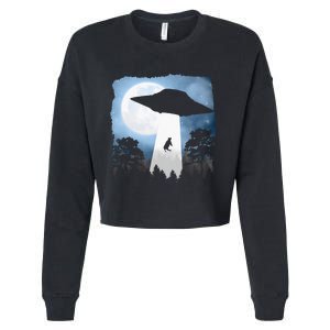 Ufo Cow Abduction Funny Sci Fi Alien Space Cropped Pullover Crew