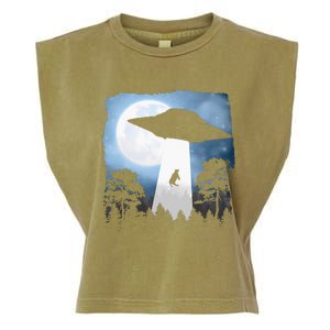 Ufo Cow Abduction Funny Sci Fi Alien Space Garment-Dyed Women's Muscle Tee