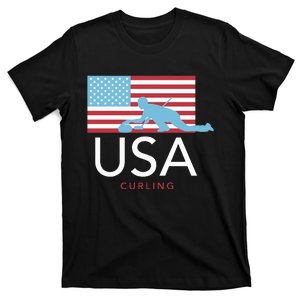 Usa Curling American Flag Winter Sports Games T-Shirt