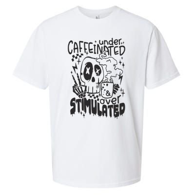 Under Caffeinated And Over Stimulated Caffeine Skeleton Snarky Sueded Cloud Jersey T-Shirt