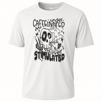 Under Caffeinated And Over Stimulated Caffeine Skeleton Snarky Cooling Performance Crew T-Shirt