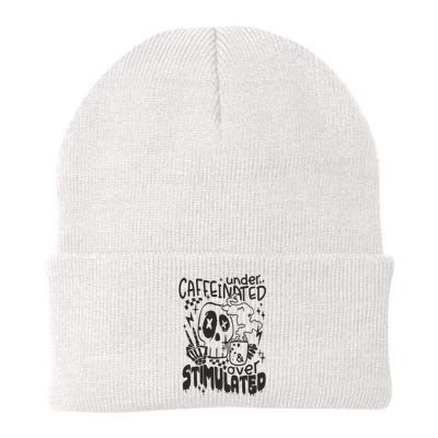 Under Caffeinated And Over Stimulated Caffeine Skeleton Snarky Knit Cap Winter Beanie