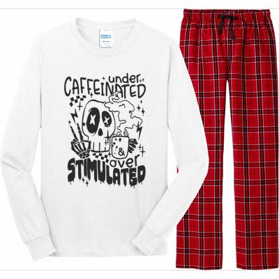 Under Caffeinated And Over Stimulated Caffeine Skeleton Snarky Long Sleeve Pajama Set