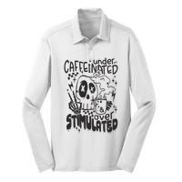 Under Caffeinated And Over Stimulated Caffeine Skeleton Snarky Silk Touch Performance Long Sleeve Polo