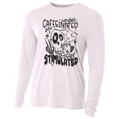 Under Caffeinated And Over Stimulated Caffeine Skeleton Snarky Cooling Performance Long Sleeve Crew