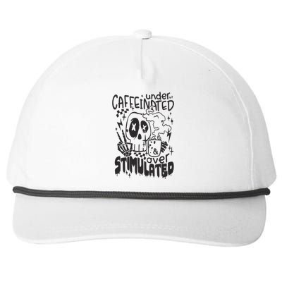 Under Caffeinated And Over Stimulated Caffeine Skeleton Snarky Snapback Five-Panel Rope Hat