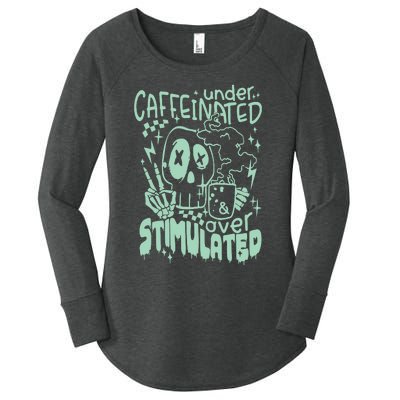 Under Caffeinated And Over Stimulated Caffeine Skeleton Snarky Women's Perfect Tri Tunic Long Sleeve Shirt