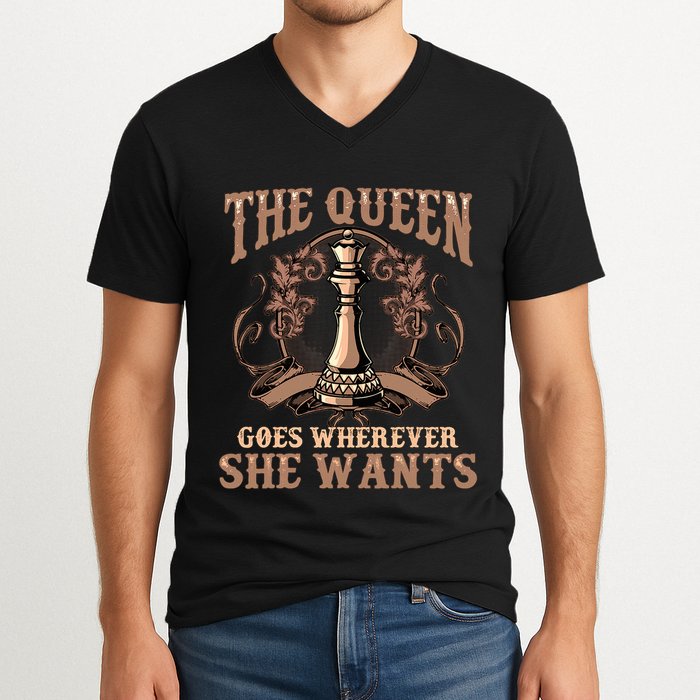 Unique Chess Art Chess Lover Chess Player V-Neck T-Shirt