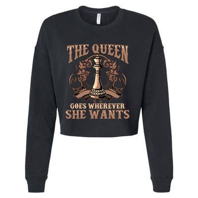 Unique Chess Art Chess Lover Chess Player Cropped Pullover Crew