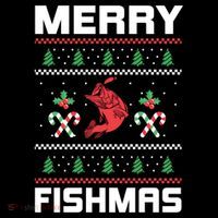 Ugly Christmas Angler Merry Fishmas Bass Fishing Lover Flatbill Hat
